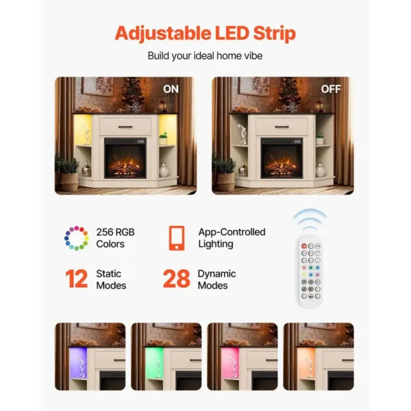 Led Fireplace, 50-Inch, Wood - view 6