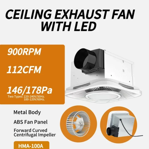 Light Bathroom Exhaust Fan, 112, CFM, 6000K, LED - view 2