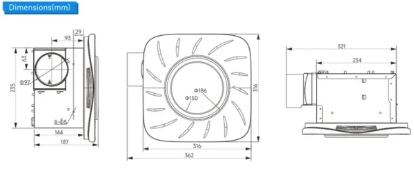 Light Bathroom Exhaust Fan, 112, CFM, 6000K, LED - view 6