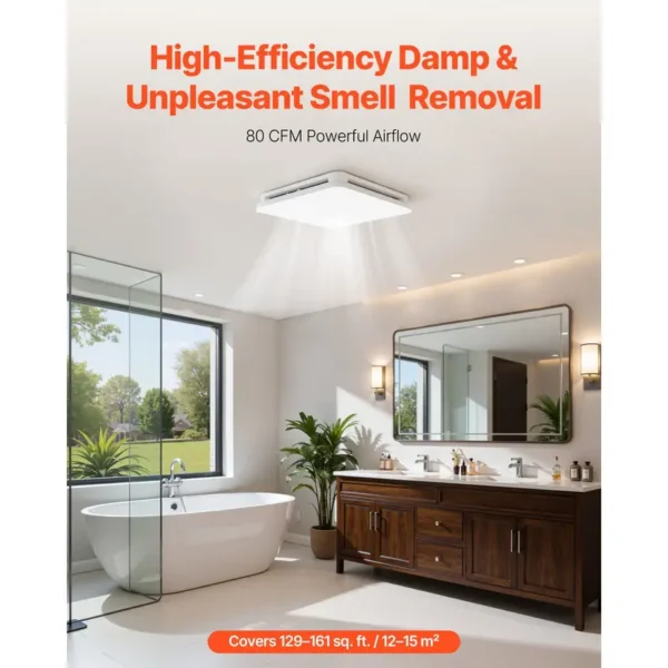 Light Bathroom Exhaust Fan, CFM, 4000K, LED, Ceiling - view 4