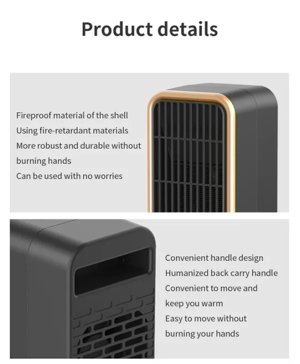 Lightweight Portable Heater, 500 W, Plastic - view 5