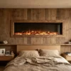 Linear Slim Heating Fireplace, Steel, Wall