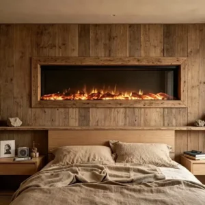 Linear Slim Heating Fireplace, Steel, Wall