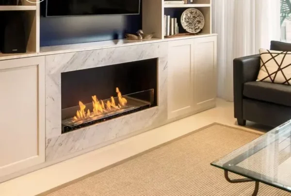 Linear Slim Heating Fireplace, Steel, Wall - view 2
