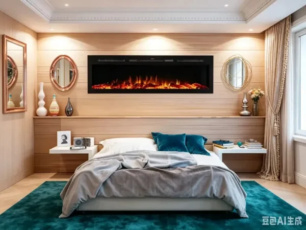 Linear Slim Heating Fireplace, Steel, Wall - view 3