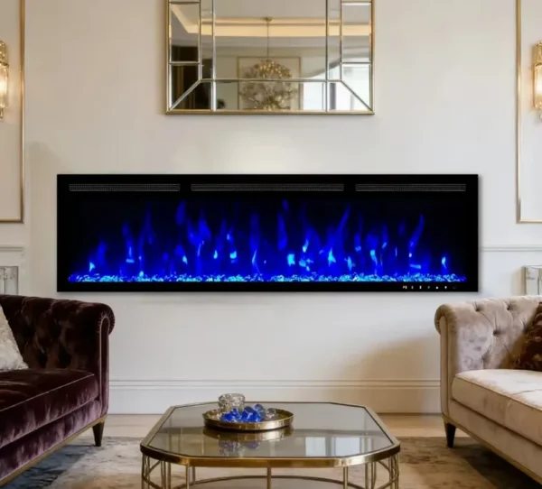Linear Slim Heating Fireplace, Steel, Wall - view 4