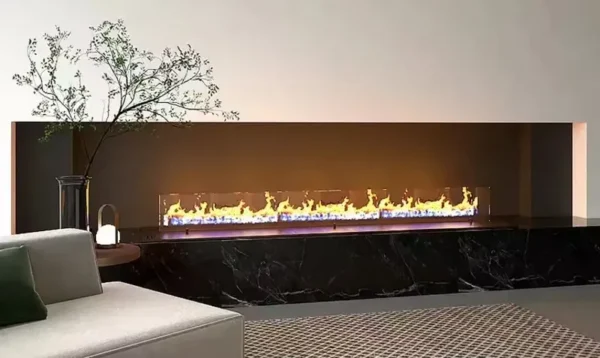 Linear Slim Heating Fireplace, Steel, Wall - view 6