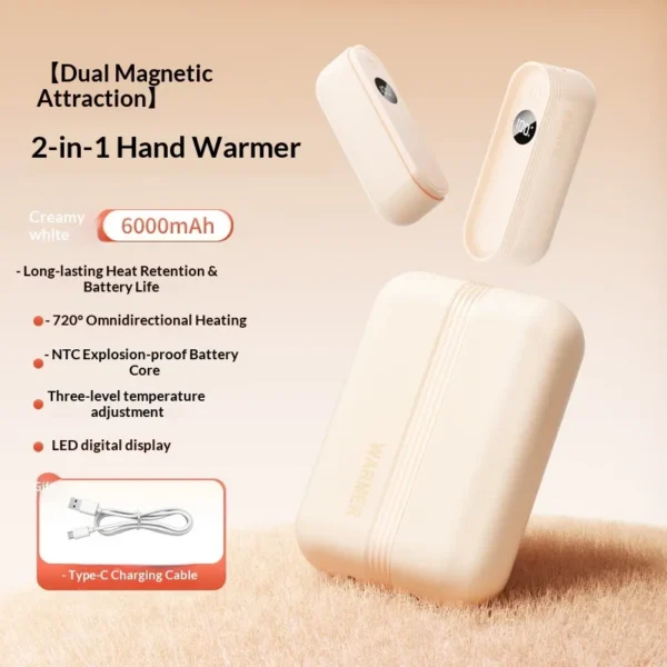 Magnetic Detachable Hand Warmer, Portable, USB, 6W - view 6