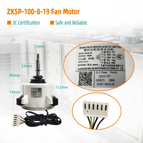 Metal Electric Air Conditioner, ZKSP-100-8-19, DC310V, 900RPM - view 5