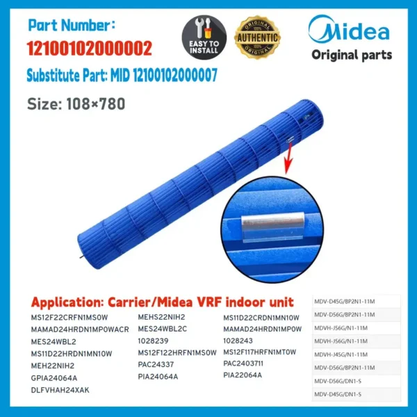 Midea Cross Fan, 12100102000002, 12100102000007, 107.5x760 - view 2