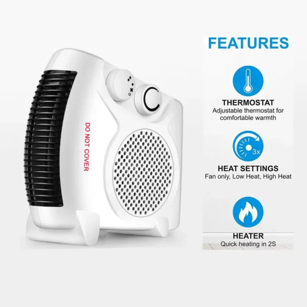 Mini Electric Heater, 2000W, Plastic - view 3