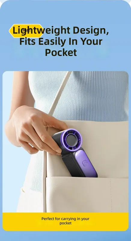 Mini Handheld Fan, USB, Portable, ABS, Plastic - view 4