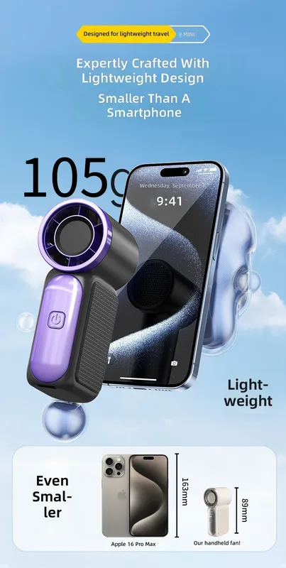 Mini Handheld Fan, USB, Portable, ABS, Plastic - view 6