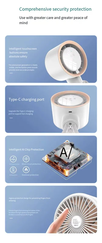 Mini Portable Fan, USB, Plastic - view 6