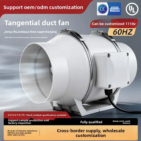 Mixed Flow Duct Fan, 220V, Plastic, HVAC - view 2