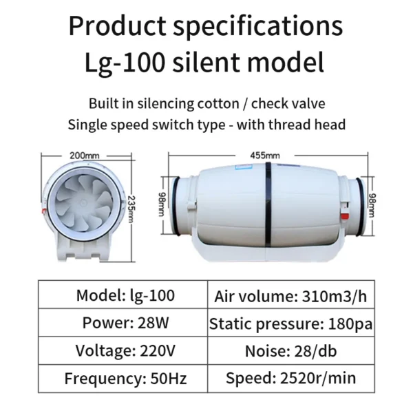 Mixed Flow Duct Fan, 6", 320 - view 3