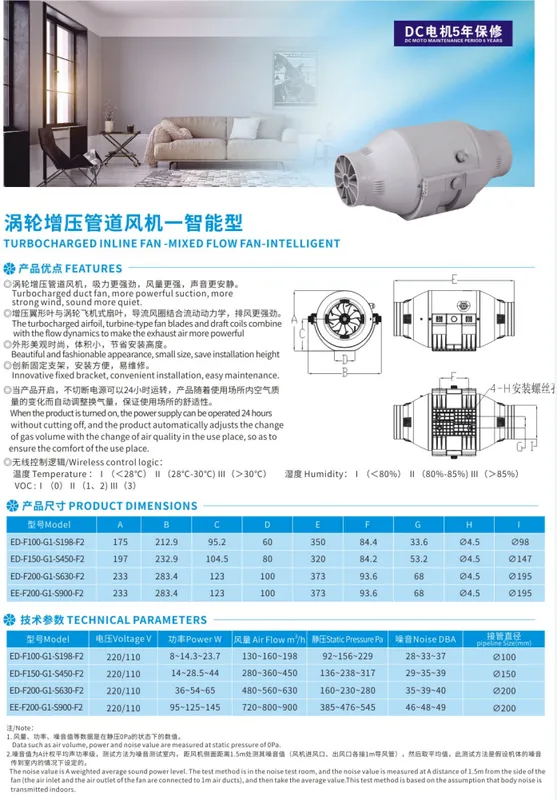 Mixed Flow Fan, 220/110V, Inline - view 2