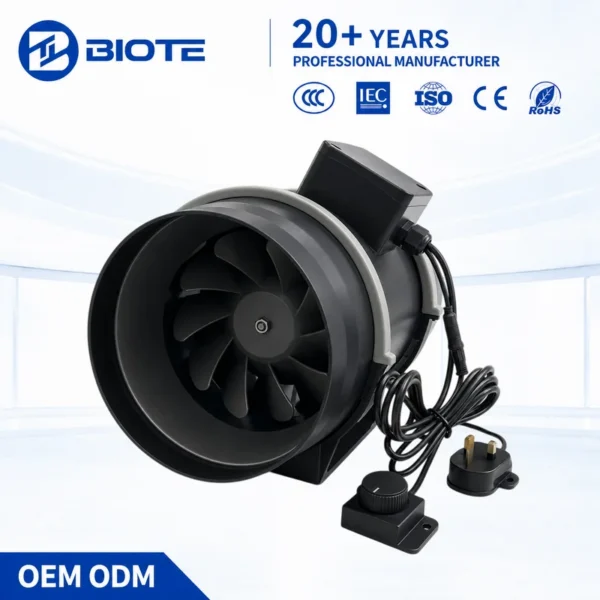 Mixed Flow Fan, BIOTE, Inline, 100-240V