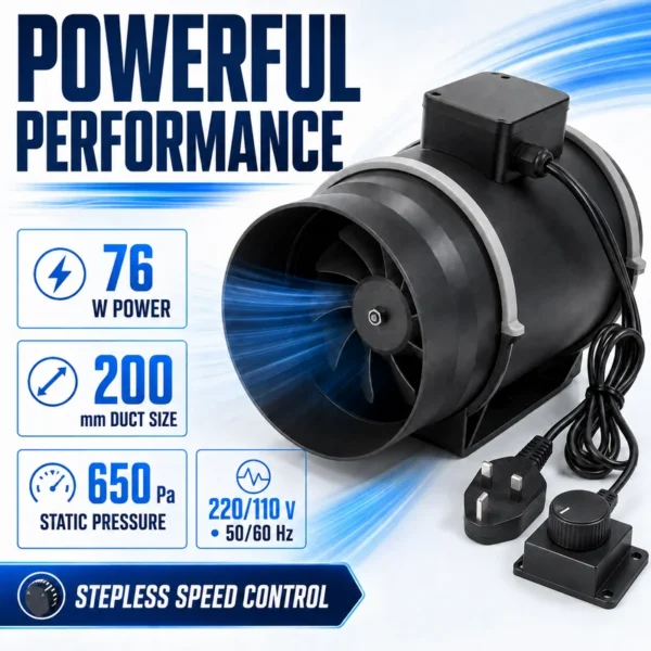 Mixed Flow Fan, BIOTE, Inline, 100-240V - view 3