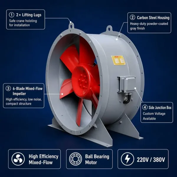 Mixed Flow Fan, Inline, HVAC - view 2