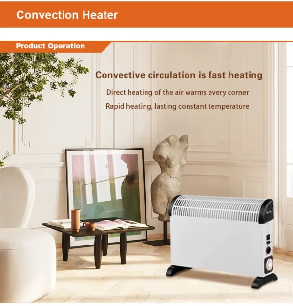 Modern Free-standing Convection Heater, 2000 W, Metal - view 2