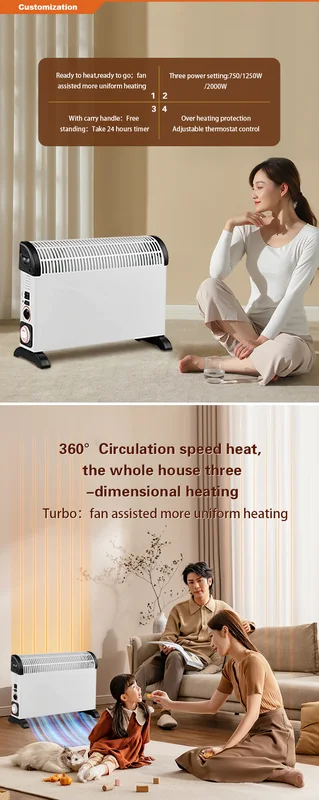 Modern Free-standing Convection Heater, 2000 W, Metal - view 3