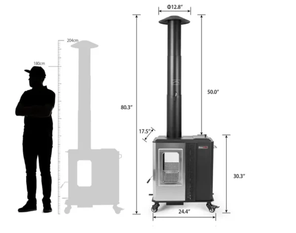 Modern Patio Heater, Stainless, Steel - view 4
