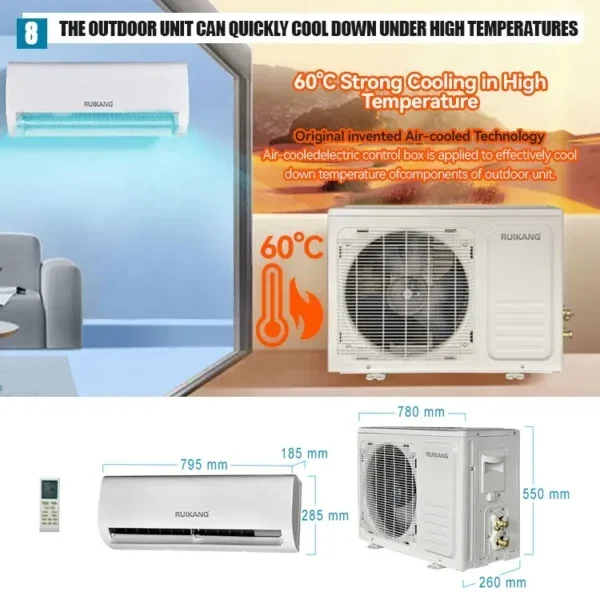 Mounted Air Conditioner, RUIKANG, 12000BTU, Inverter, Solar - view 6