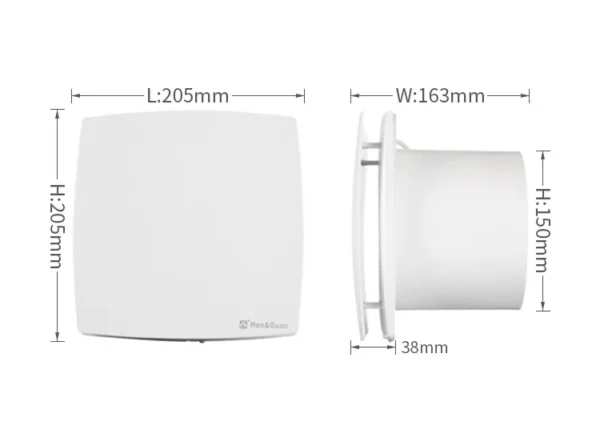 Mounted Bathroom Exhaust Fan, 150mm, 110V/60Hz, Plastic, Wall - view 6