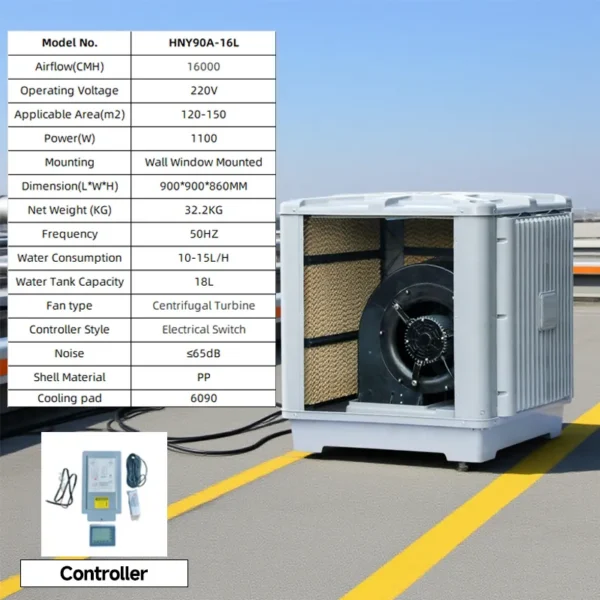 Mounted Industrial Swamp Cooler, Roof, Wall, Centrifugal - view 2
