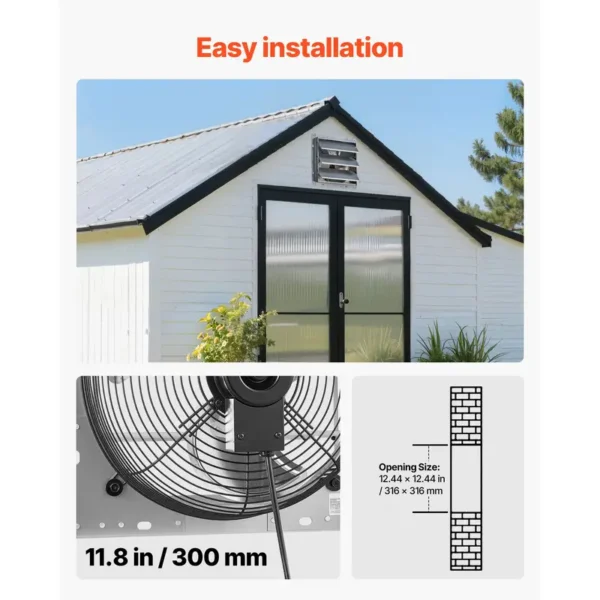 Mounted Shutter Exhaust Fan, Wall, 1347, CFM, Steel - view 6