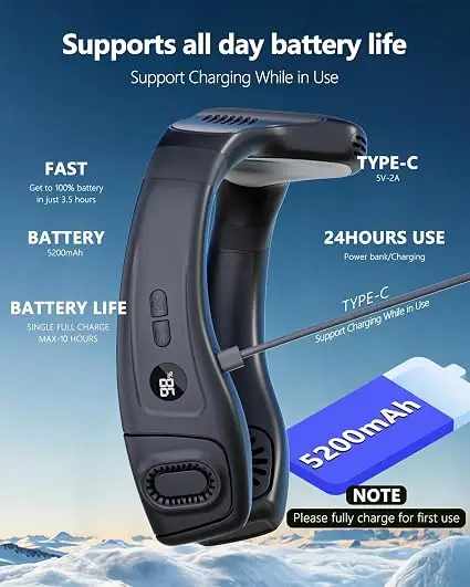 Neck Fan, 360°, USB, BYM-901S - view 6