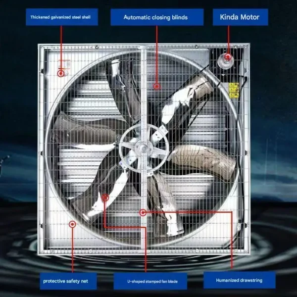 Negative Pressure Exhaust Fan, 600/800/900mm, Wall - view 3
