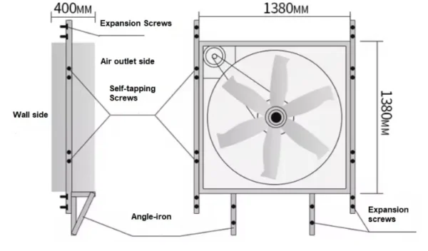 Negative Pressure Exhaust Fan, 600/800/900mm, Wall - view 5