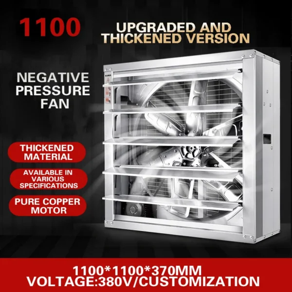 Negative Pressure Exhaust Fan, Wall, Axial, 380V/220V, 1100W - view 2
