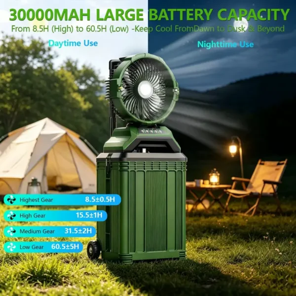 New Design 30000mAh Rolling Suitcase Mist Spray Fan Portable Outdoor Cooling Fan with 30L - view 4
