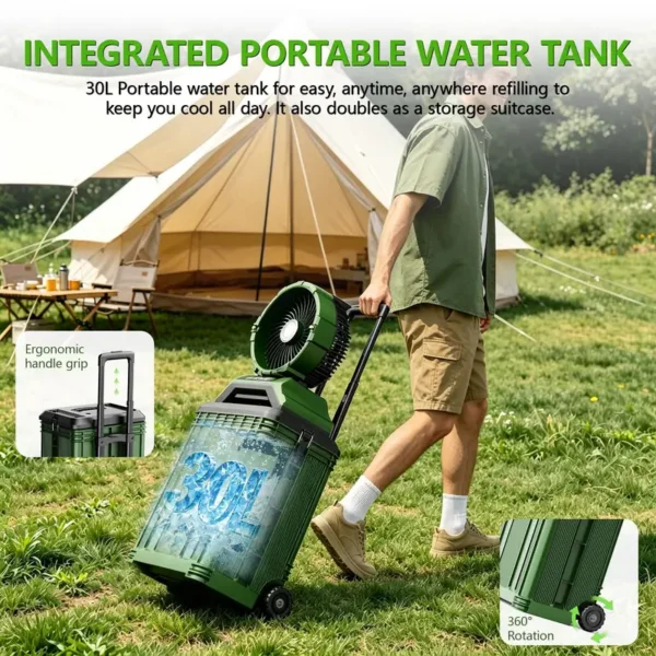 New Design 30000mAh Rolling Suitcase Mist Spray Fan Portable Outdoor Cooling Fan with 30L - view 5