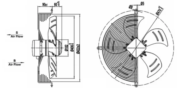 Noise External Rotor Motor, 220V, 400V, 100W-260W, Axial - view 4