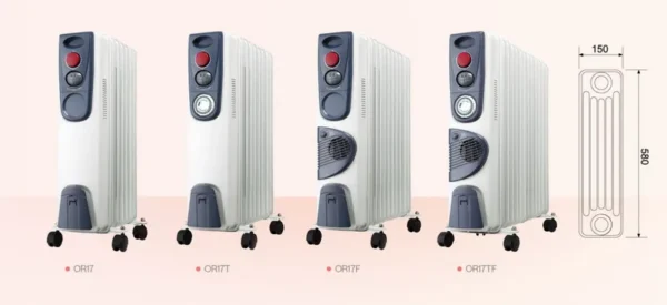 Oil Filled Radiator, 5/7/9/11/13/15fins, 1000-2800W, Plastic - view 5