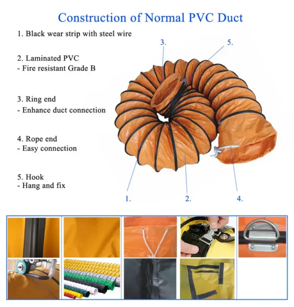 Orange Portable Ventilator, DFV, 10m, PVC - view 3