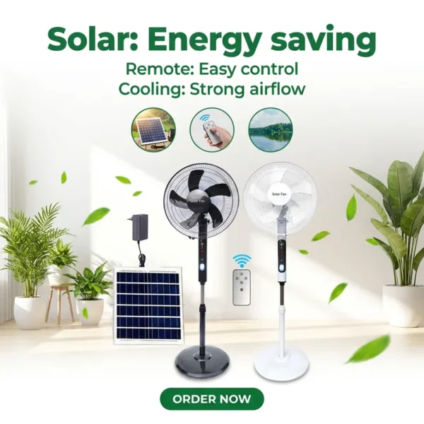 Oscillating Stand Fan, Solar, Solar Panel +DC, 25 W(0.03hp) - view 5