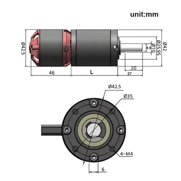 Outer Rotor Planetary Motor, 42mm, 42-4250, Waterproof, 400KV - view 6