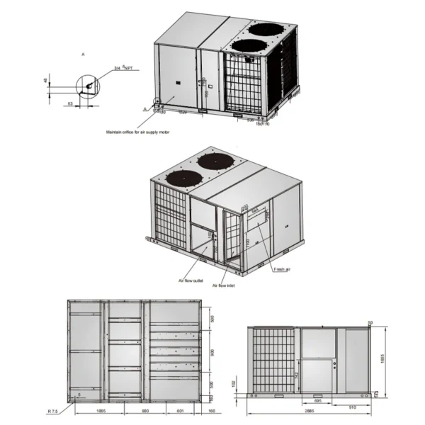 Package Unit, 25ton, VRF, Inverter, Ducted - view 4