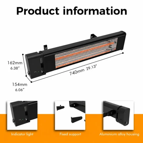 Patio Heater, Aluminium, 220-240V, 1800W - view 6