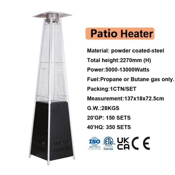 Patio Heater, Stainless, Steel, Portable - view 2