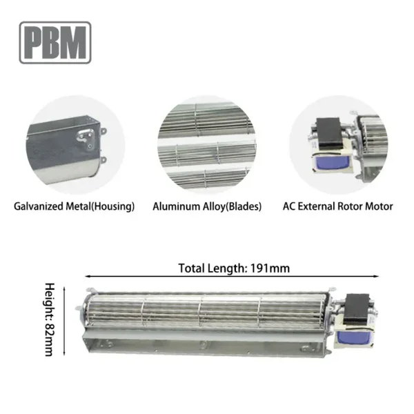 PBM PC60B2A 60mm Tangential Cross Flow Fan, 230V, 5-Year Warranty - view 3