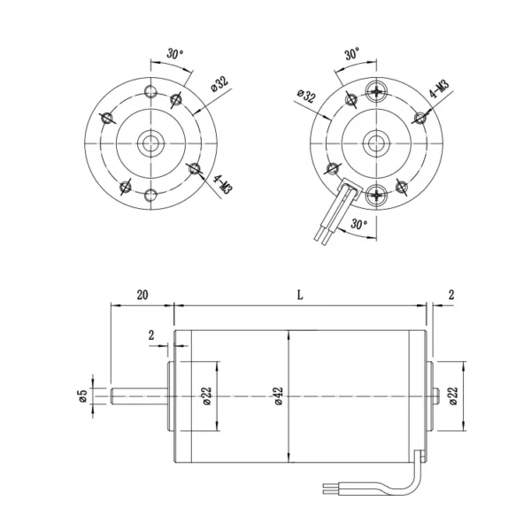 Permanent Magnet Brush Motor, LND, L4275, 24V, 3540 - view 4