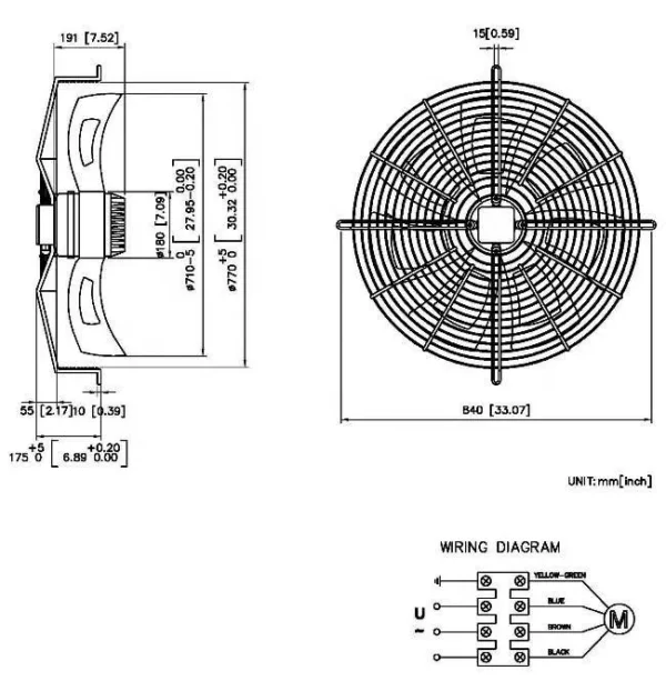 Phase Motor, AF710191-SW, 9000, Axial, 710*191mm - view 4