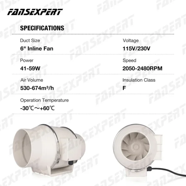 Plastic Duct Fan, 150mm, 115V, 230V - view 6