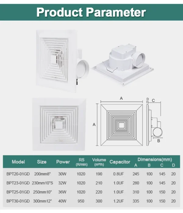 Plastic Wall Exhaust Fan, Centrifugal, Axial - view 6